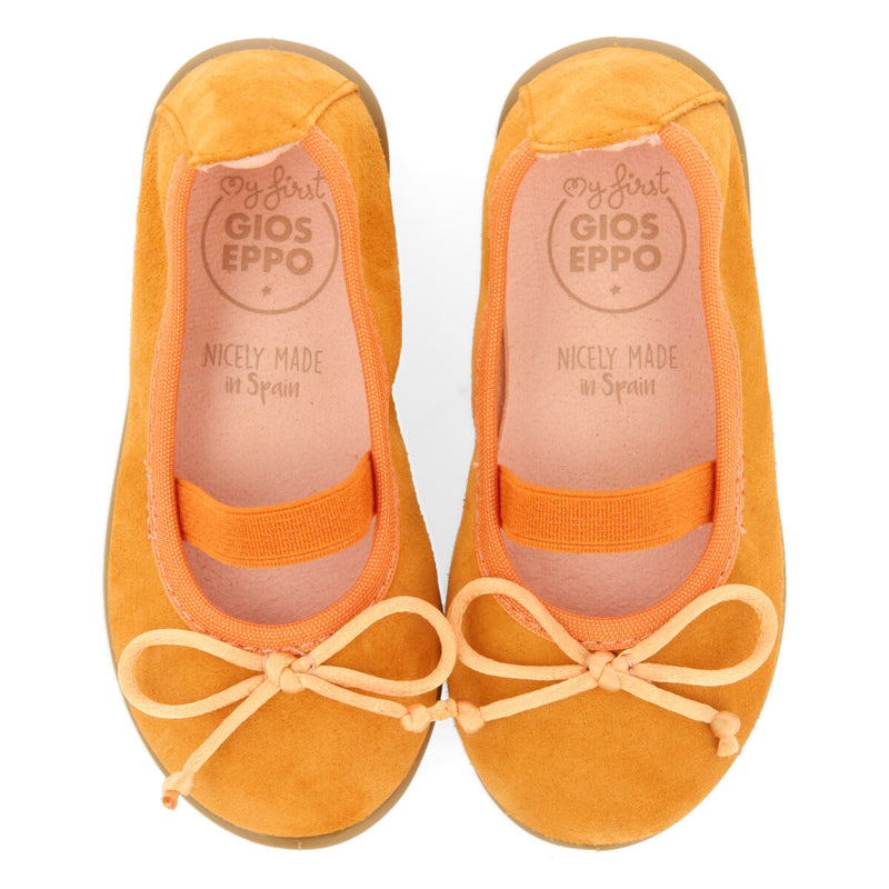 Aouze girls orange leather ballet flats