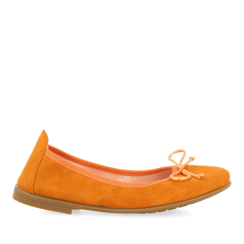 CHIADOR GIRLS ORANGE LEATHER BALLET FLATS