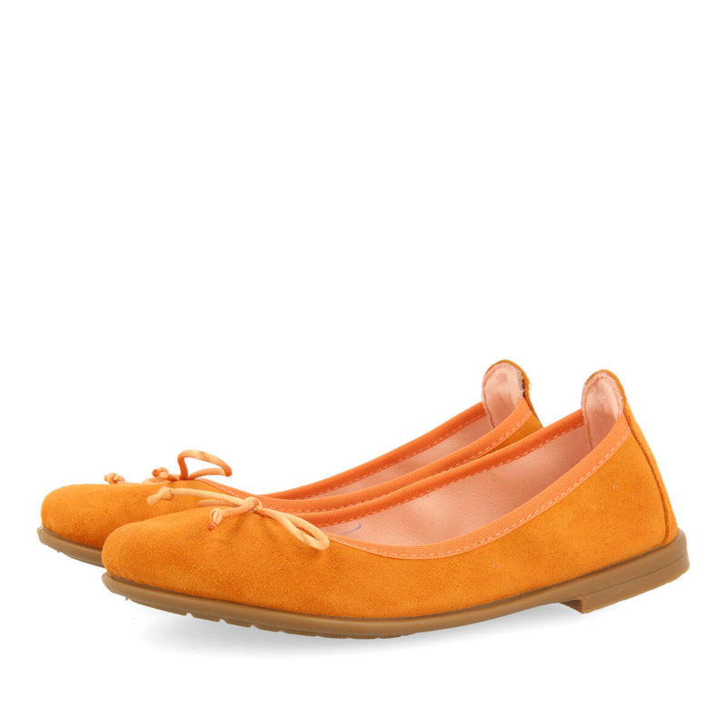 Chiador girls orange leather ballet flats