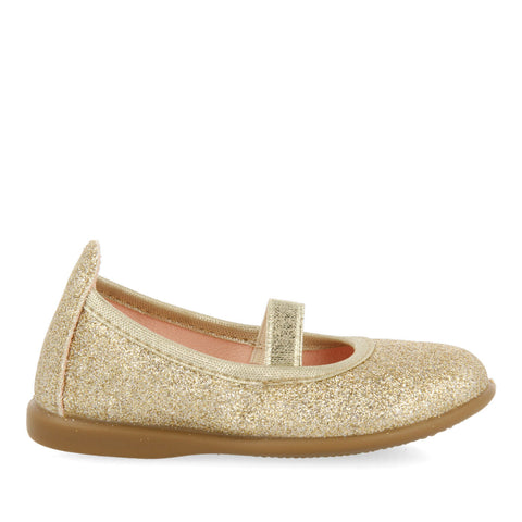 VILLETTE GIRLS GLITTERY GOLD BALLET FLATS