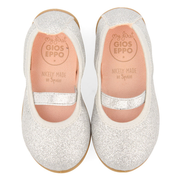 Villette girls glittery silver ballet flats