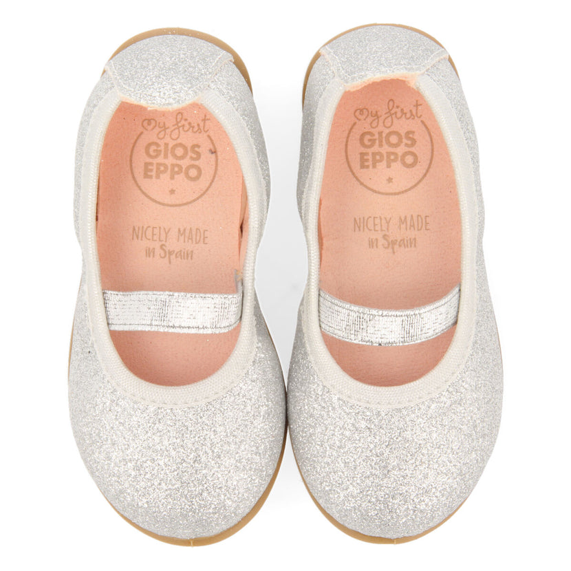 Villette girls glittery silver ballet flats