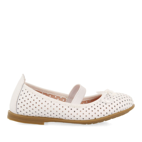 BRANNAY GIRLS WHITE LEATHER BALLET FLATS