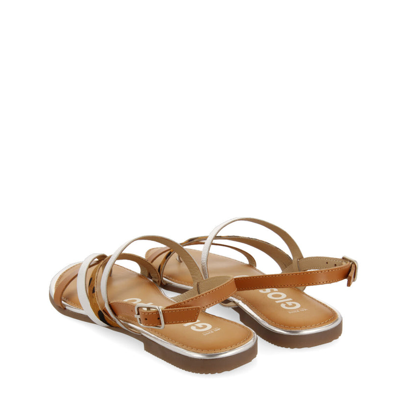 Sandalias con tiras en color plata y estampado de leopardo para mujer aracu
