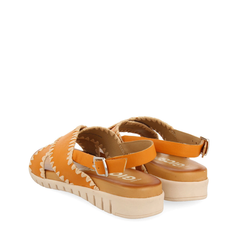 Sandalias naranja con pespuntes para mujer bohol