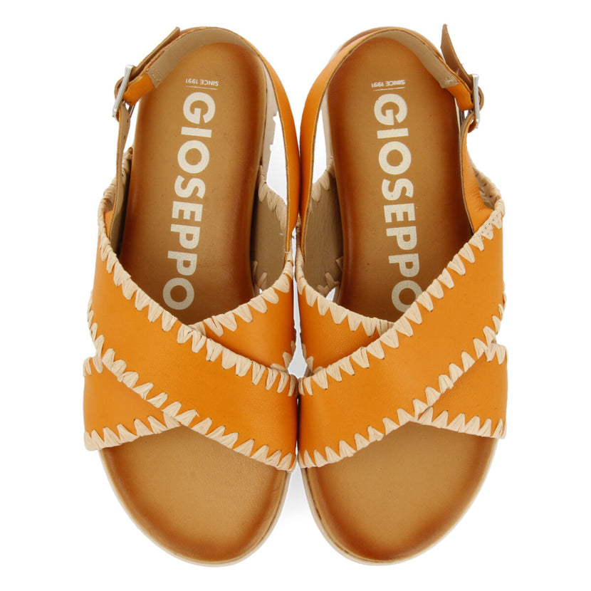 Sandalias naranja con pespuntes para mujer bohol