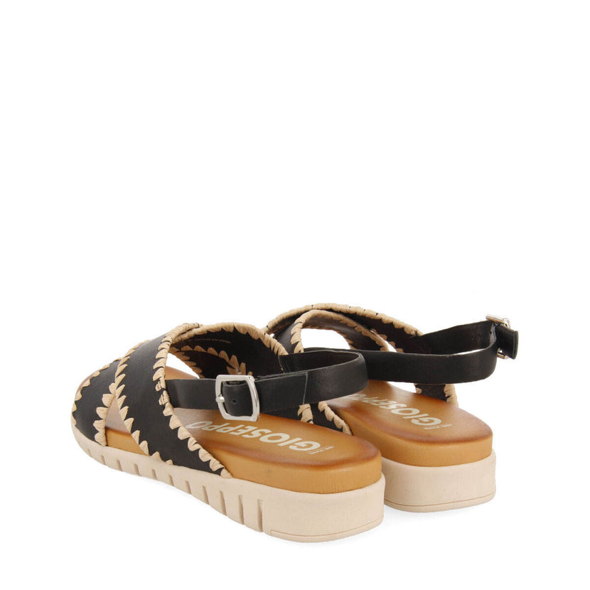 Sandalias negras con pespuntes para mujer bohol