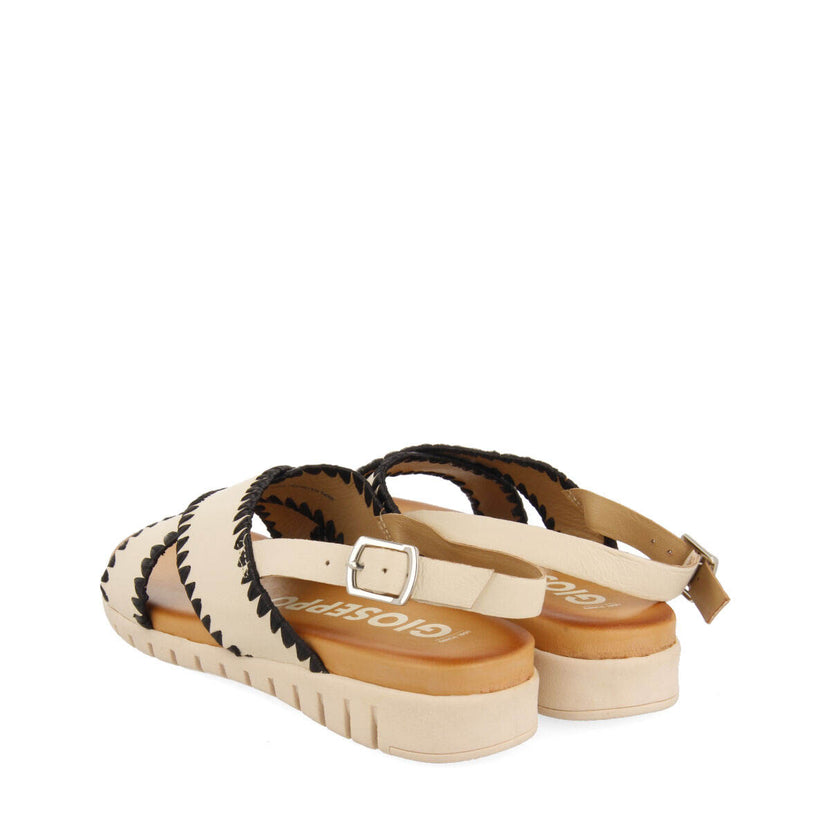 Sandalias off-white con pespuntes para mujer bohol