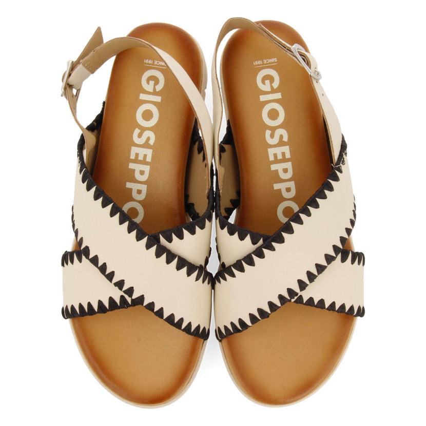 Sandalias off-white con pespuntes para mujer bohol