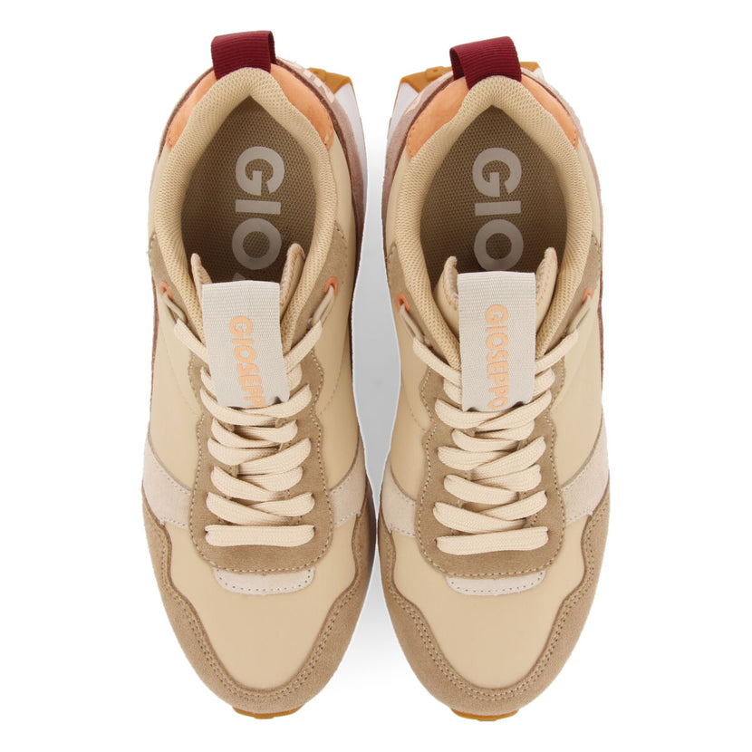 Sneakers beige d’ispirazione retrò con zeppa interna per donna aracai