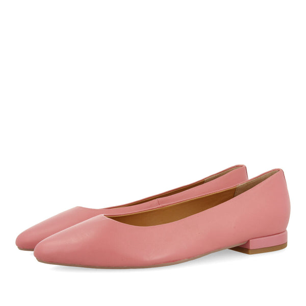 Bailarinas rosa de piel con puntera fina para mujer trappes