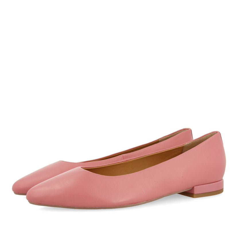 Bailarinas rosa de piel con puntera fina para mujer trappes