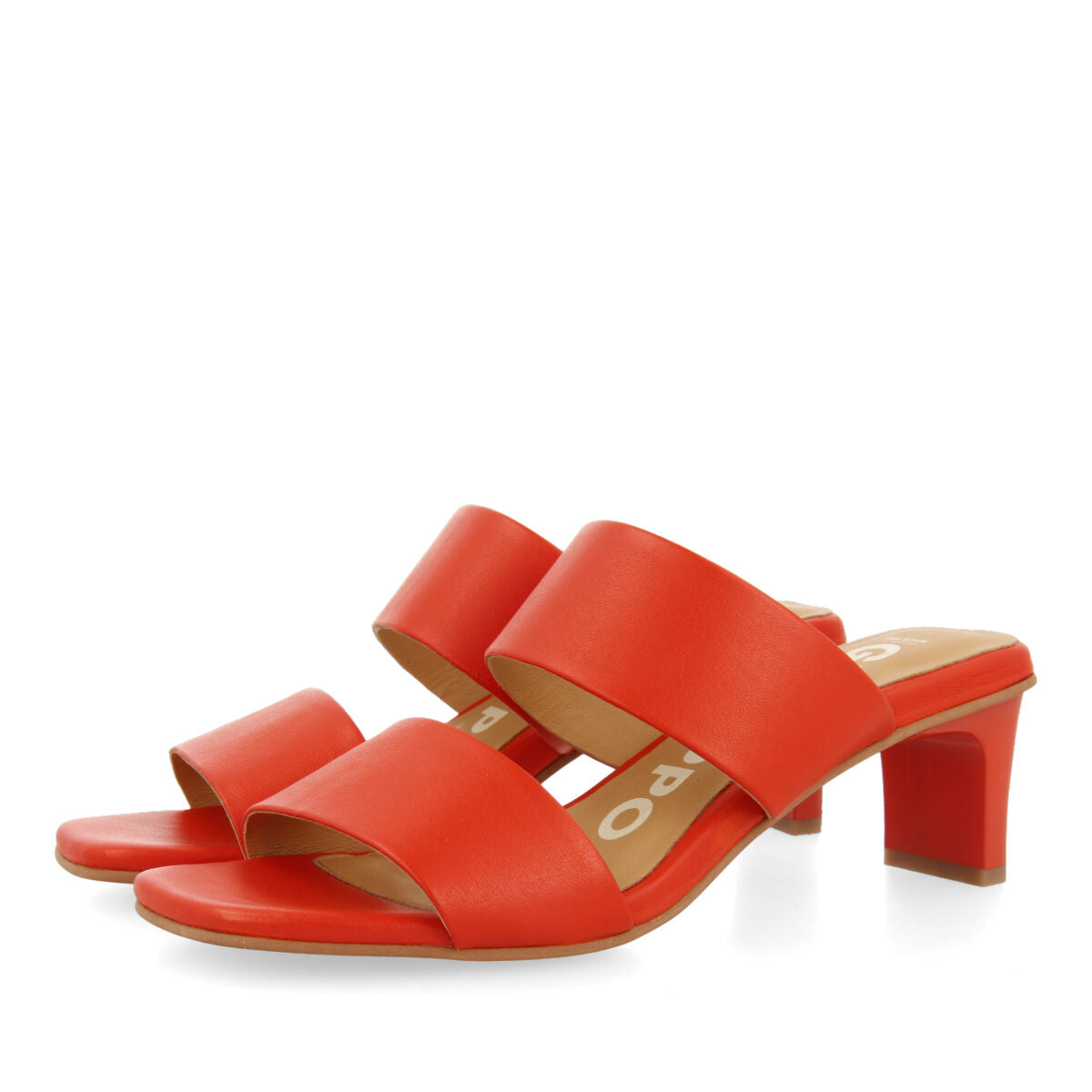 Sandales corail à double lanière et talon pour femme butteaux  