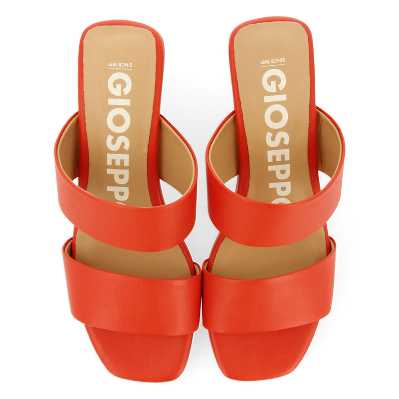 Sandalias coral con doble tira y tacón para mujer butteaux  