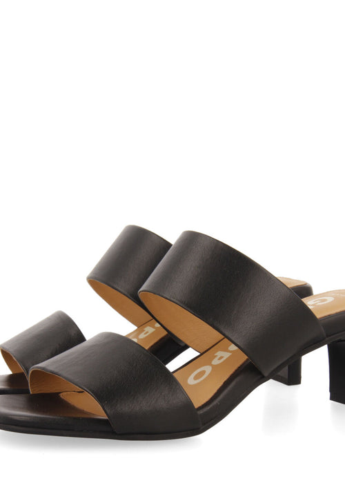 Sandalias negras con doble tira y tacón para mujer butteaux  
