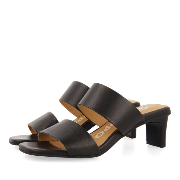 Sandalias negras con doble tira y tacón para mujer butteaux  