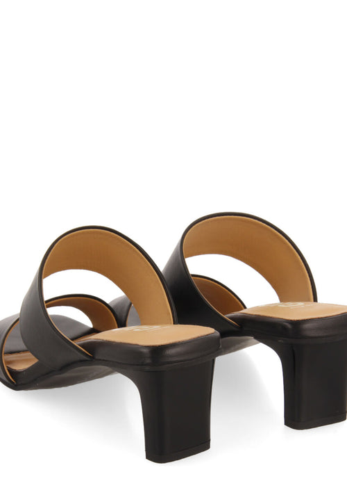 Sandalias negras con doble tira y tacón para mujer butteaux  