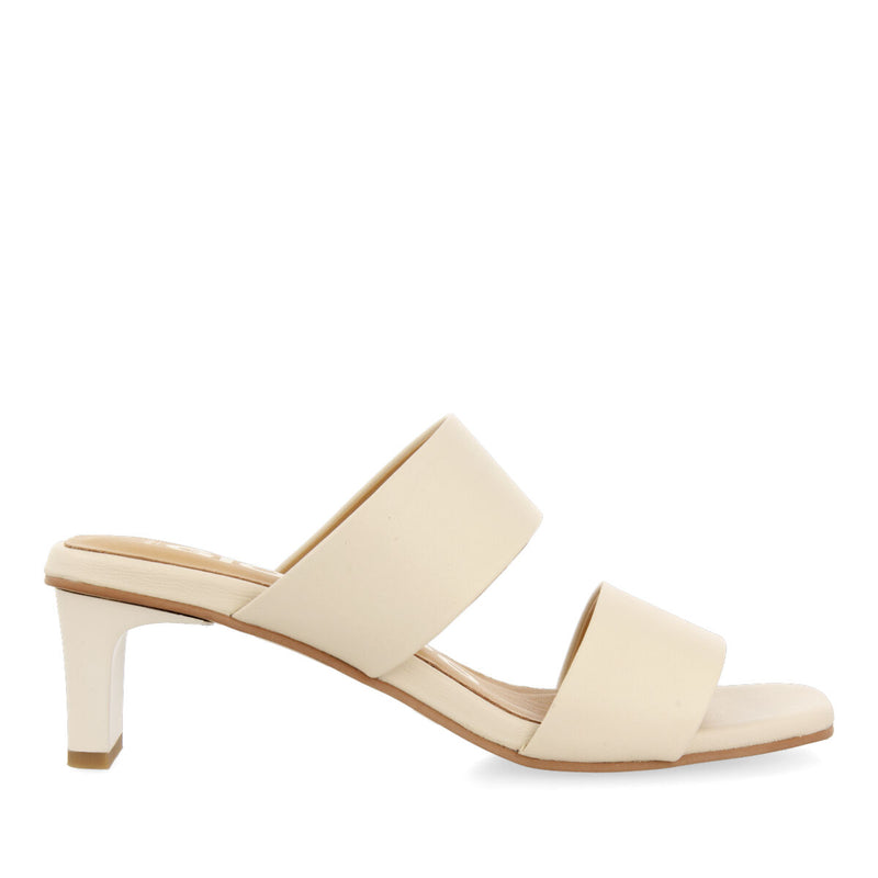 Sandalias off-white con doble tira y tacón para mujer butteaux  
