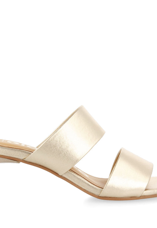 Sandalias doradas con doble tira y tacón para mujer butteaux  