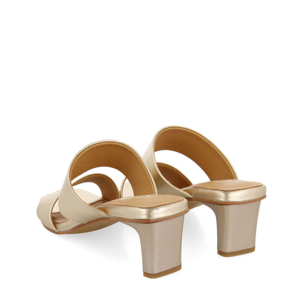 Sandalias doradas con doble tira y tacón para mujer butteaux  