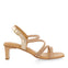 Arapua women's rose gold leather sandals with heels and rhinestone straps