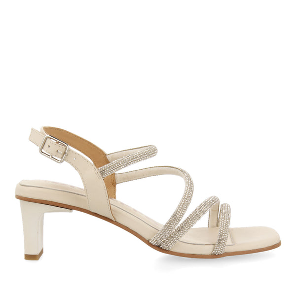 Sandalias plateadas de piel con tiras de strass y tacón para mujer arapua 