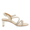 Arapua women's silver leather sandals with heels and rhinestone straps