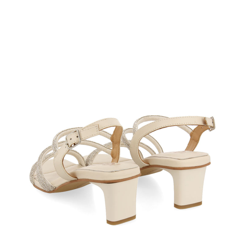Sandalias plateadas de piel con tiras de strass y tacón para mujer arapua 