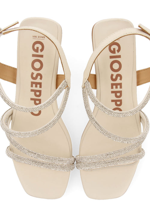 Sandalias plateadas de piel con tiras de strass y tacón para mujer arapua 