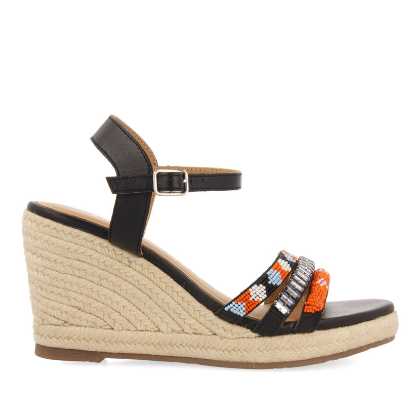 Sandalias multicolor con detalle de borlas y cuña de yute para mujer bacoor 