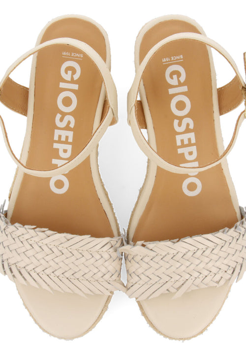 Sandali off-white intrecciati con zeppa in juta per donna ica 