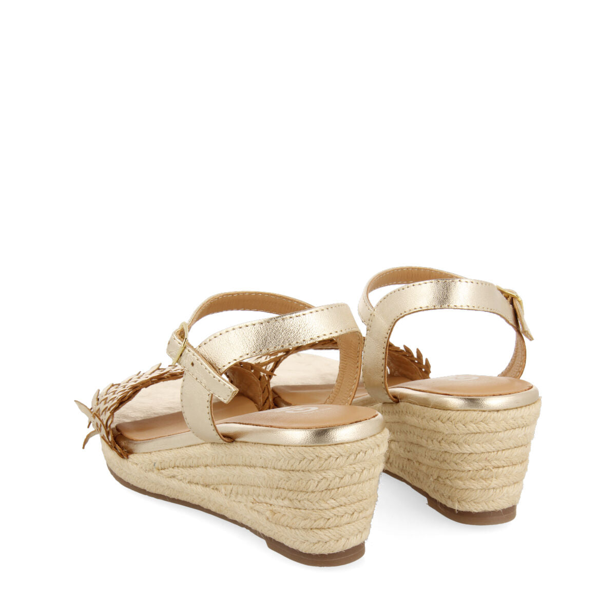 Sandalias doradas trenzadas con cuña de yute para mujer ica 