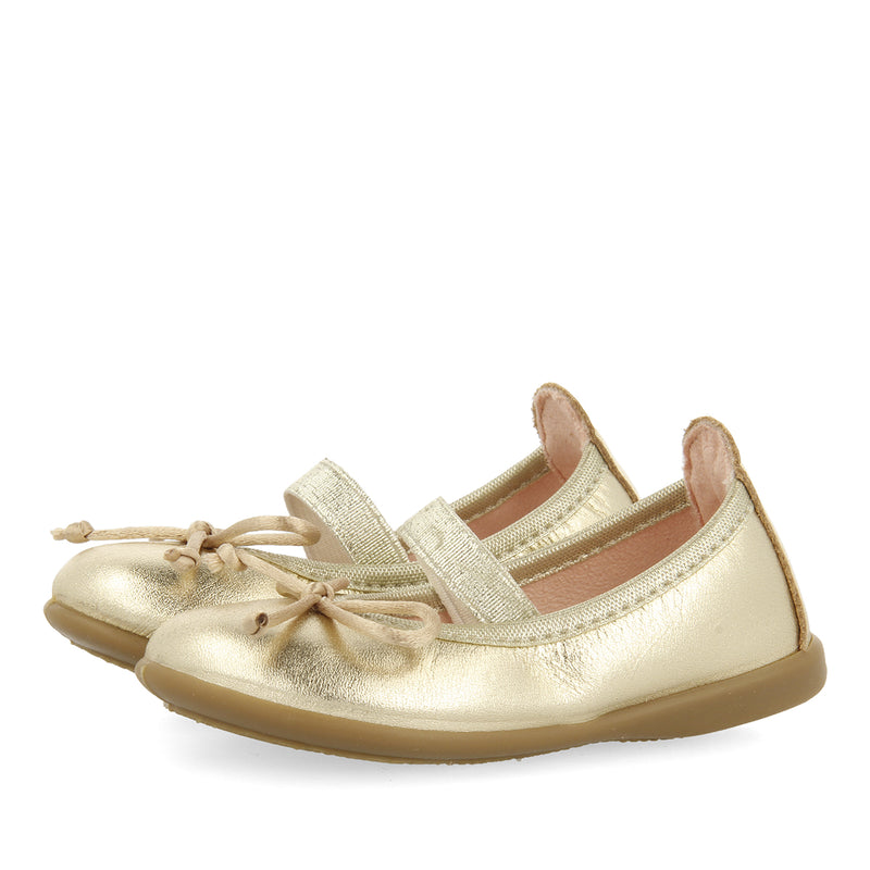Leather platinum ballerina pumps for baby Leknes