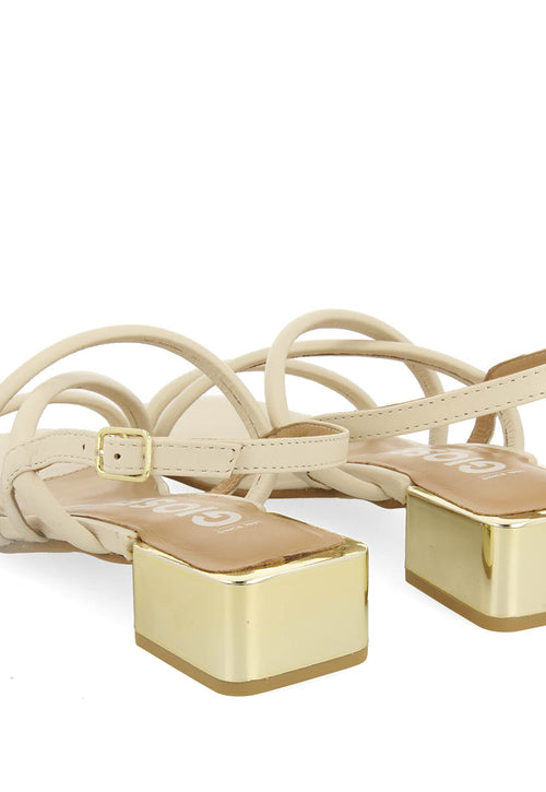 Sandalias off-white de piel con tacón metalizado para mujer caloocan 