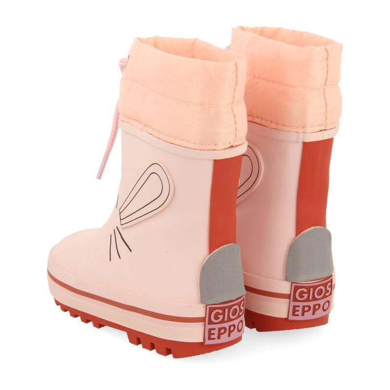 Botas de agua rosas con carita de conejito para bebé plean