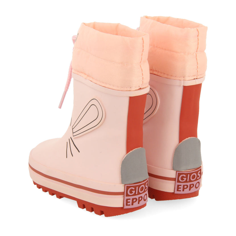 Botas de agua rosas con carita de conejito para bebé plean