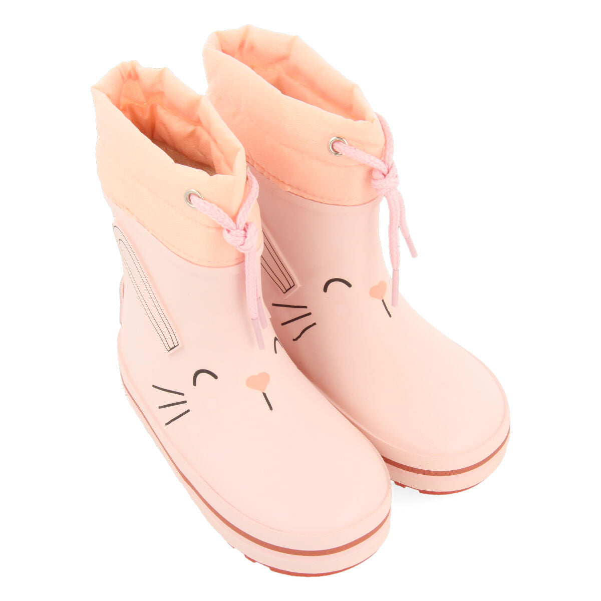 Botas de agua rosas con carita de conejito para bebé plean