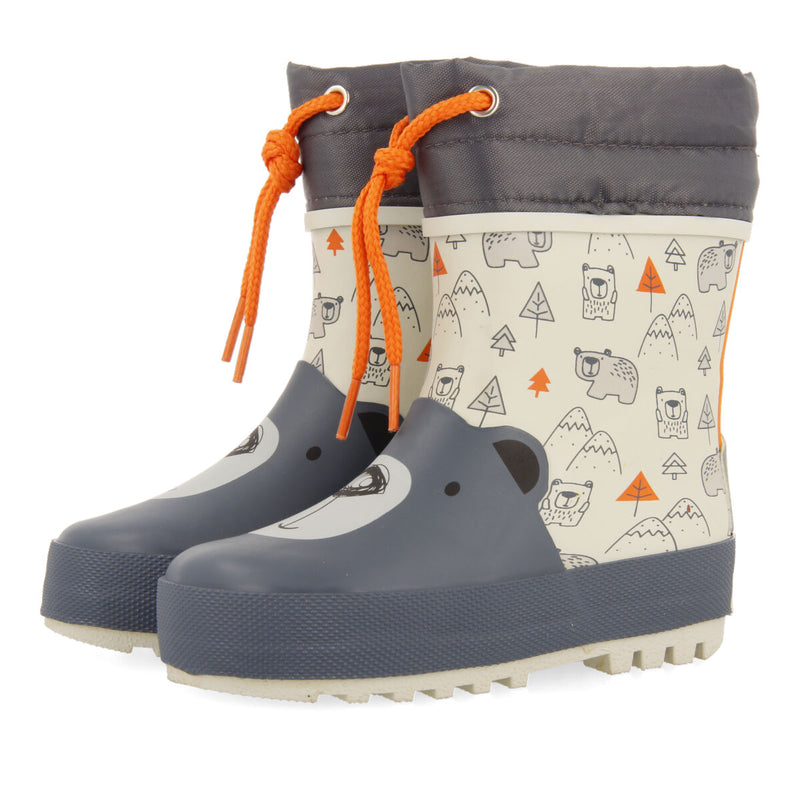 Wasta babies' teal teddy bear-print welly boots