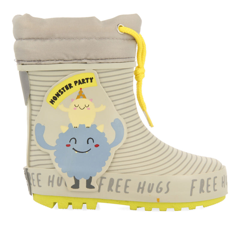 Botas de agua gris con estampado de monstruitos para bebé storla