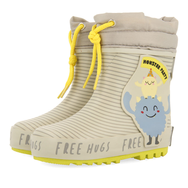Botas de agua gris con estampado de monstruitos para bebé storla