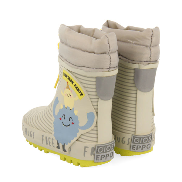 Botas de agua gris con estampado de monstruitos para bebé storla