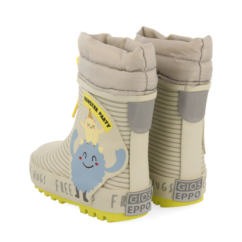 Botas de agua gris con estampado de monstruitos para bebé storla