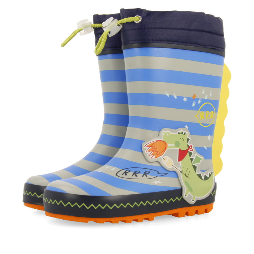 Hirm children's multicoloured dragon-print welly boots