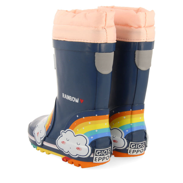 Botas de agua marino con nubes y arcoíris para niña y niño unken