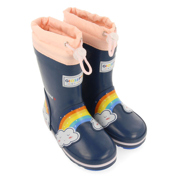 Botas de agua marino con nubes y arcoíris para niña y niño unken