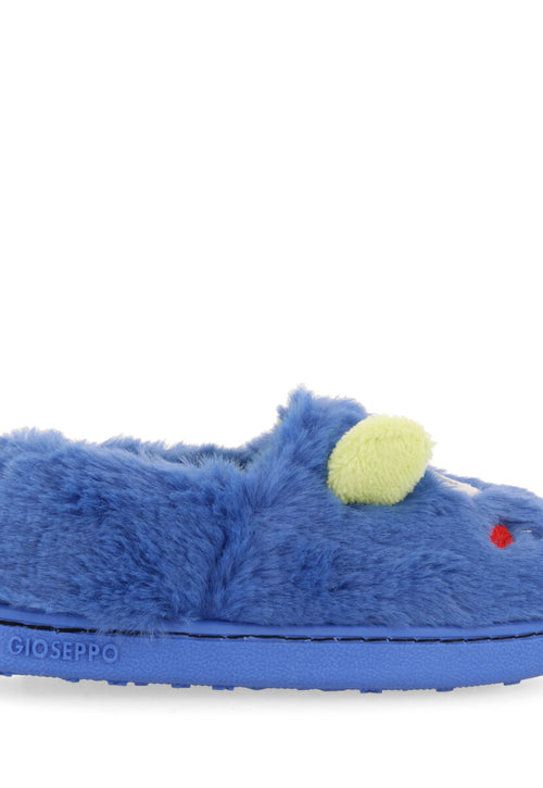 Zapatillas de estar por casa cerradas color azul con bordado de monstruito para niña y niño asten