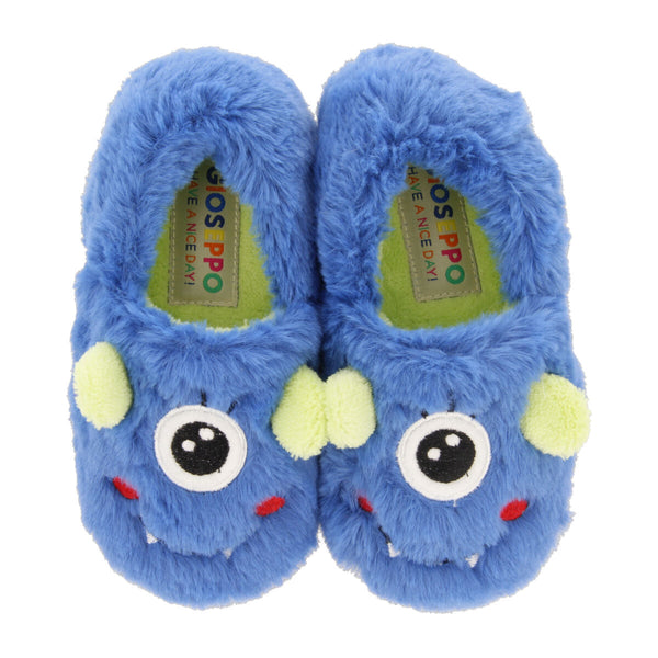 Asten children's blue closed slippers with embroidered monster