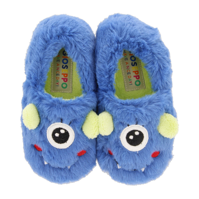 Asten children's blue closed slippers with embroidered monster