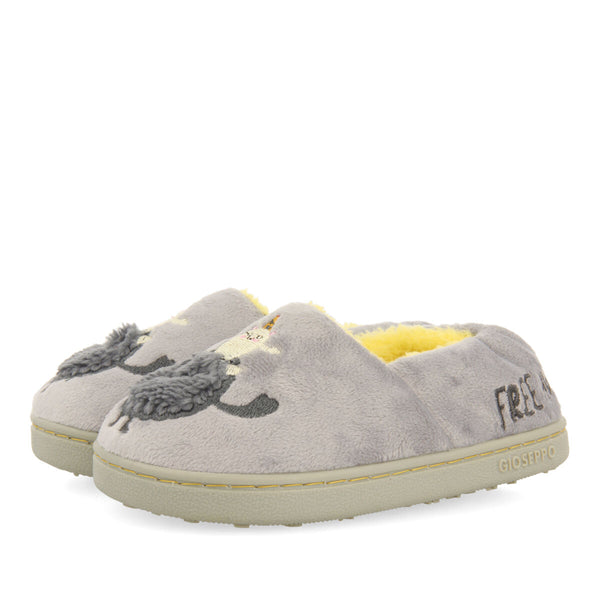 Billund children's grey closed slippers with monster embroidery