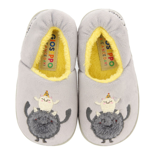 Billund children's grey closed slippers with monster embroidery